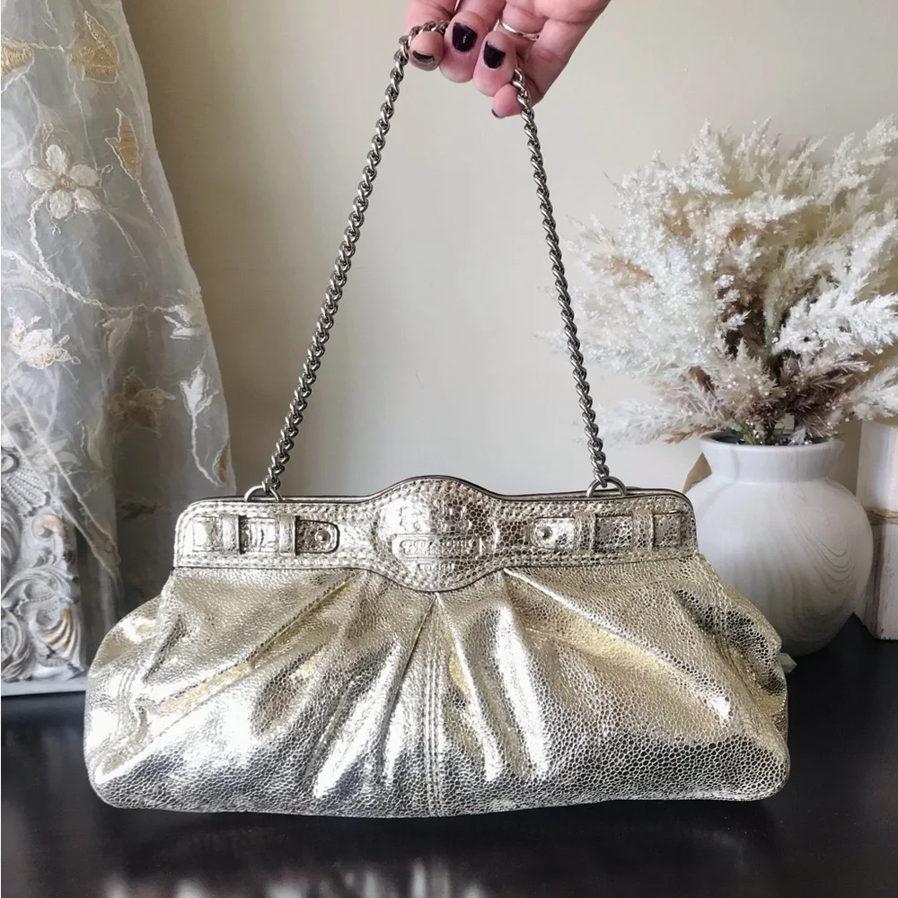 Coach Legacy Turnlock Metallic Leather Handbag Clutch 2009 14210 - Picture 11 of 16